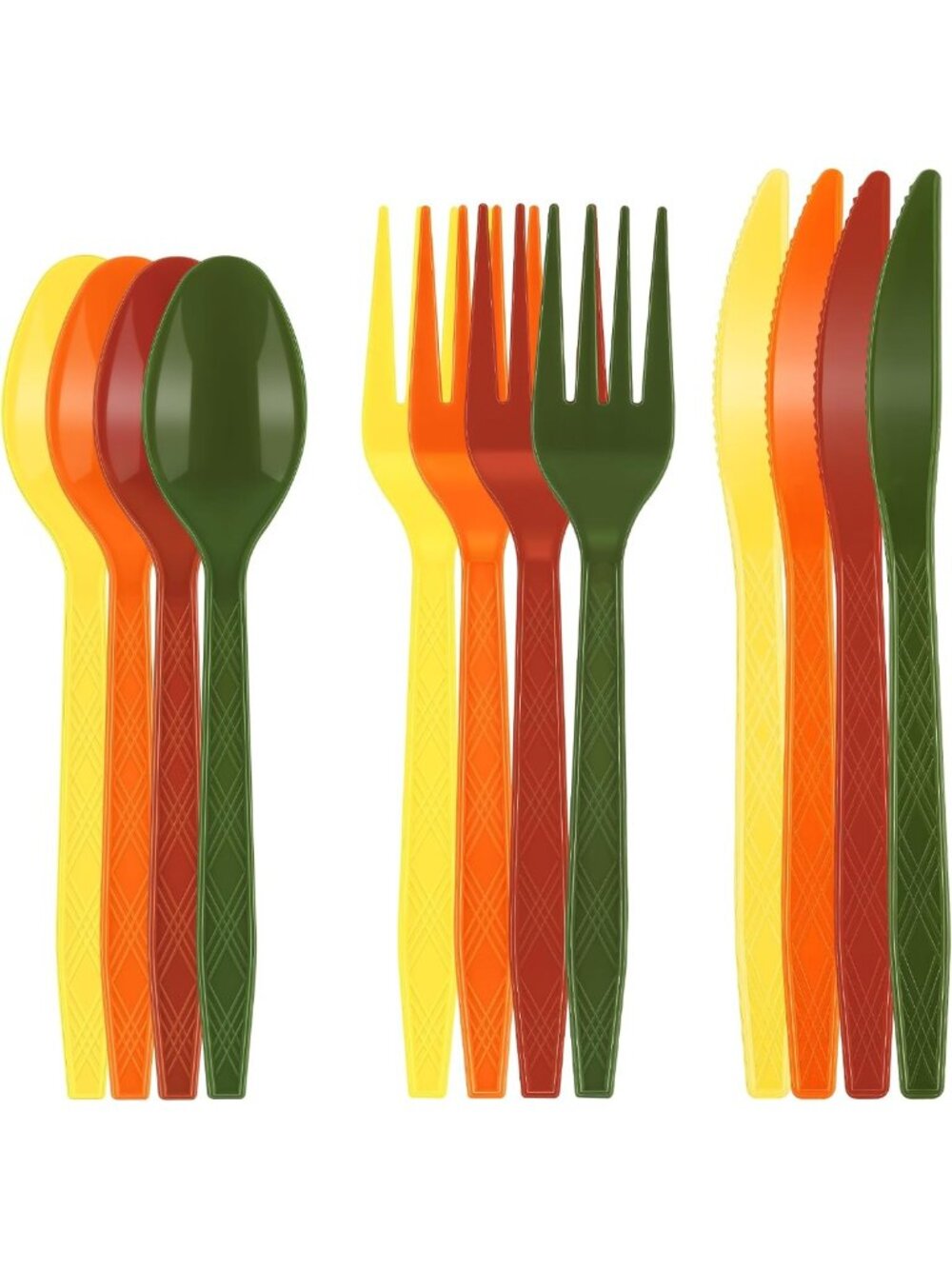 360 Pcs Disposable Plastic Cutlery Set - Forks, Knives, Spoons in Fall Colors